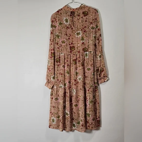 Vero Moda chiffon high neck long sleeves floral dress  color rust,burgundy - Picture 7 of 8